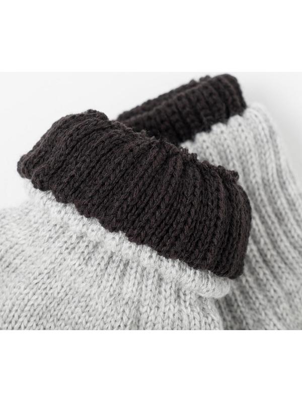 Перчатки детские двойные, чёрный/серый, размер 17