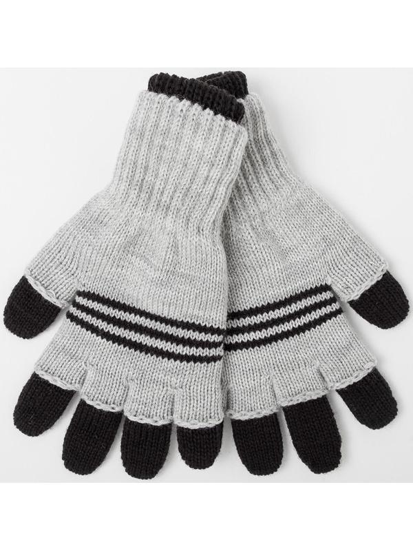 Перчатки детские двойные, чёрный/серый, размер 17