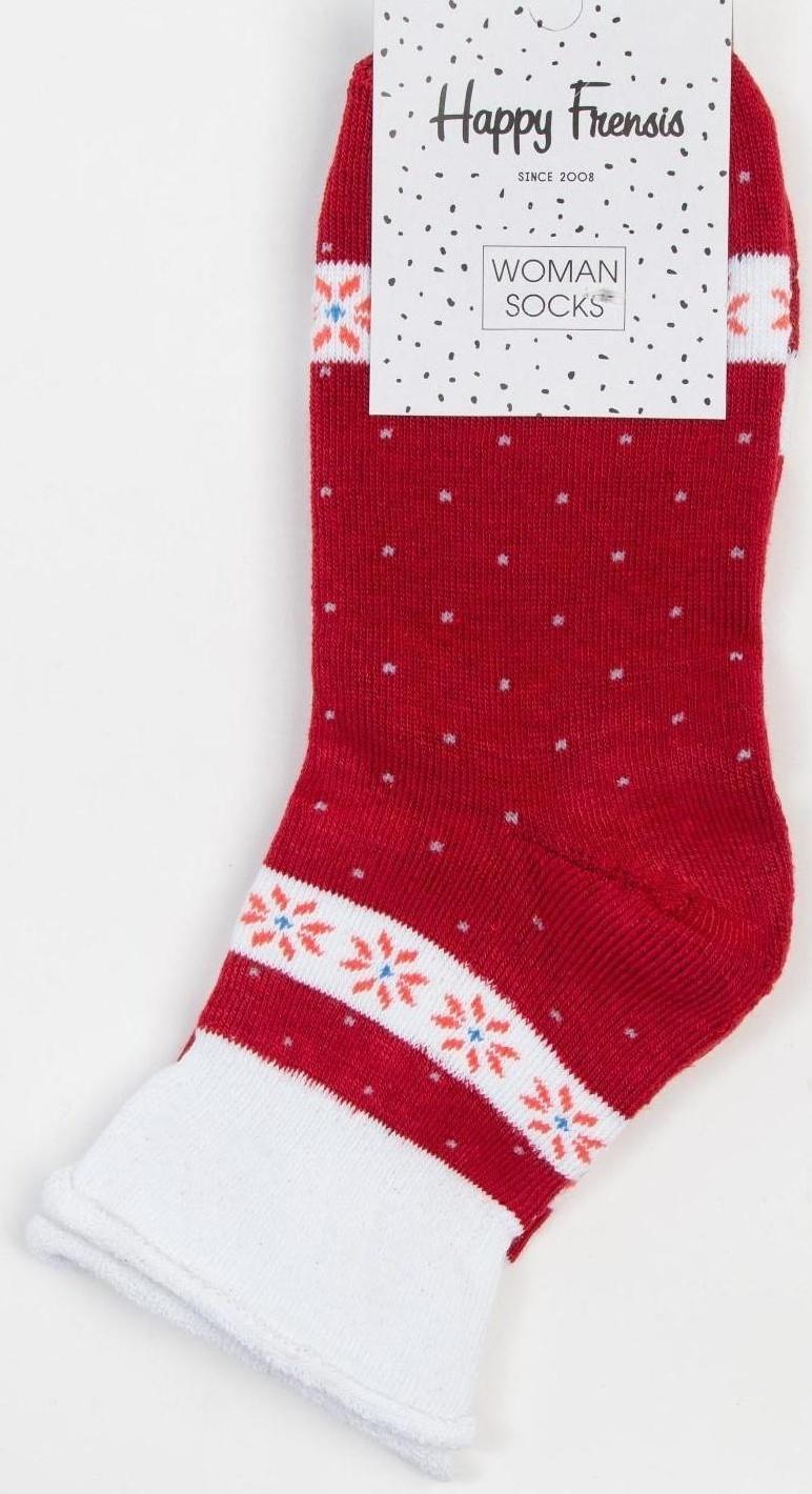 Носки женские махровые «Снежинки», цвет бордо, размер 23-25