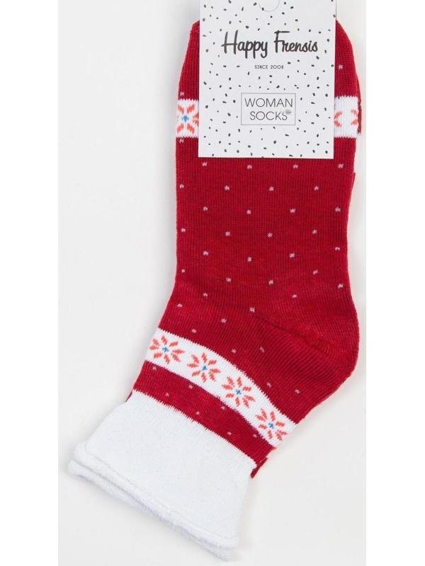 Носки женские махровые «Снежинки», цвет бордо, размер 23-25