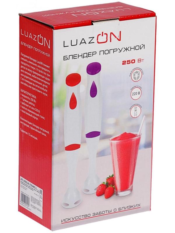 Блендер Luazon LBR-23, погружной, 250 Вт, 1 скорость, бело-красный