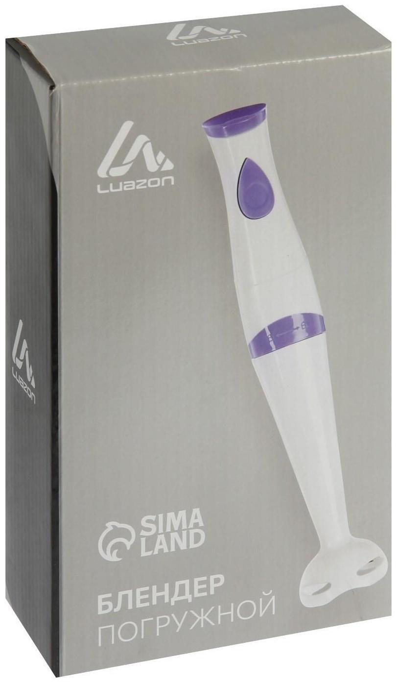 Блендер Luazon LBR-23, погружной, 250 Вт, 1 скорость, бело-фиолетовый