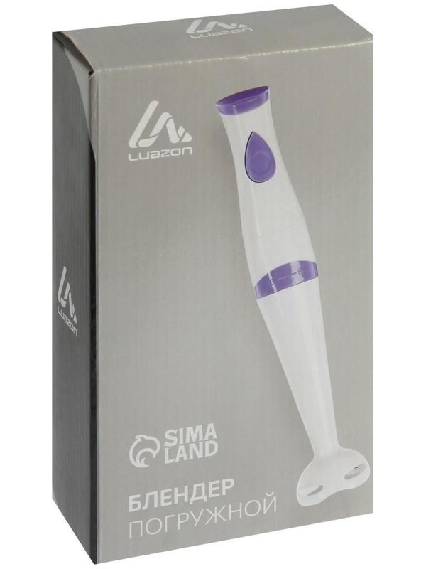 Блендер Luazon LBR-23, погружной, 250 Вт, 1 скорость, бело-фиолетовый