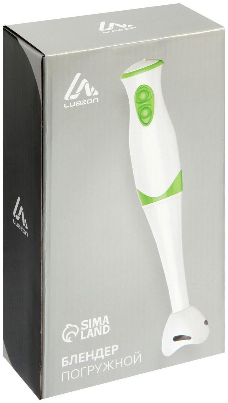 Блендер Luazon LBR-25, погружной, 300 Вт, 2 скорости, бело-зеленый