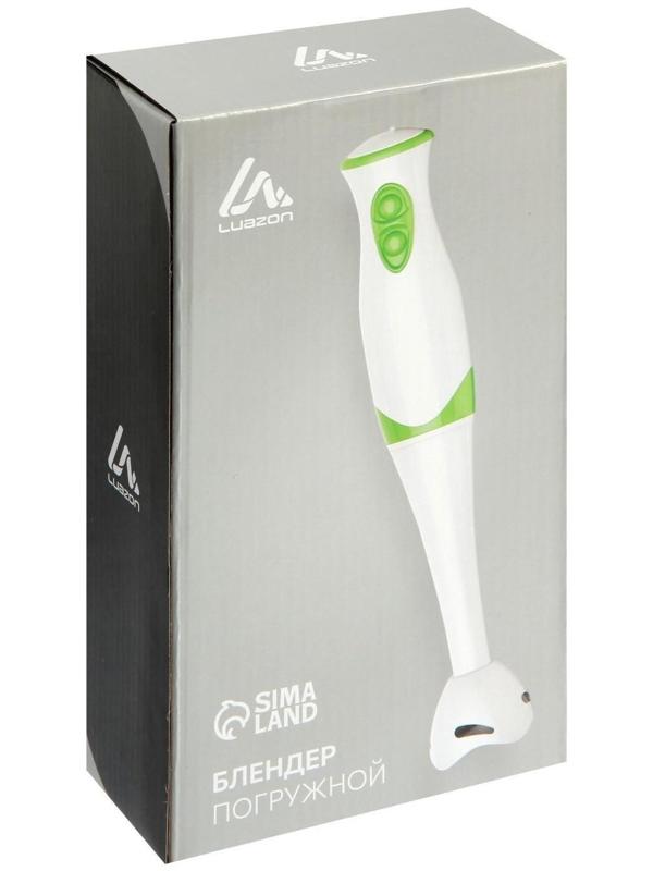 Блендер Luazon LBR-25, погружной, 300 Вт, 2 скорости, бело-зеленый