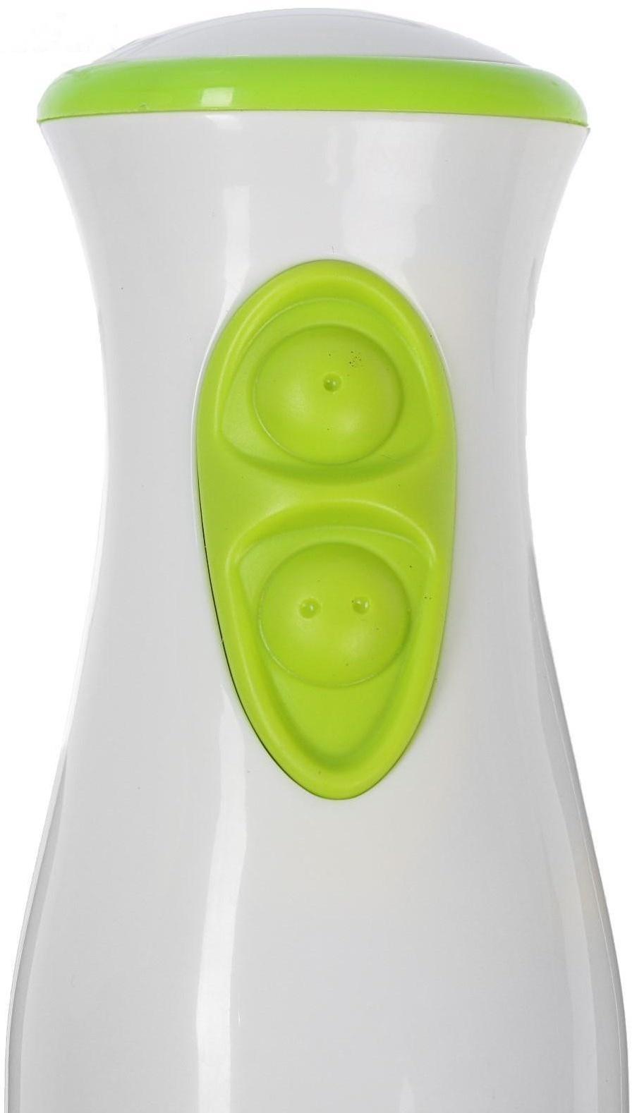 Блендер Luazon LBR-26, погружной, 300 Вт, 0.6 л, 2 скорости, бело-зеленый