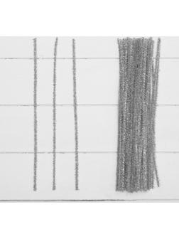 Проволока с ворсом для поделок «Блеск», набор 50 шт, размер 1 шт: 30×0,6 см, цвет серебро