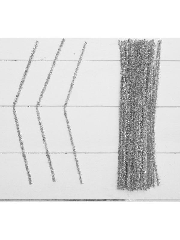 Проволока с ворсом для поделок «Блеск», набор 50 шт, размер 1 шт: 30×0,6 см, цвет серебро