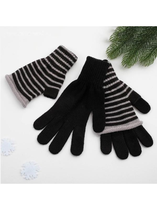 Перчатки женские, цвет чёрный, размер 18