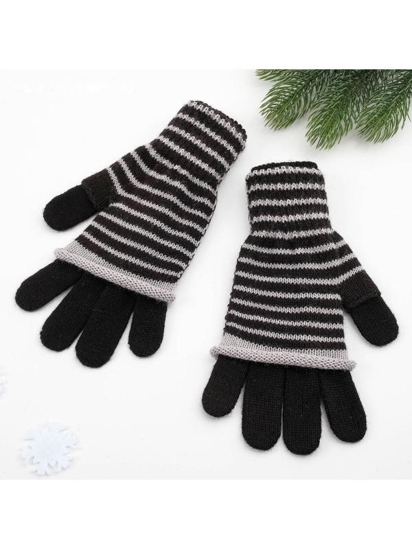 Перчатки женские, цвет чёрный, размер 18