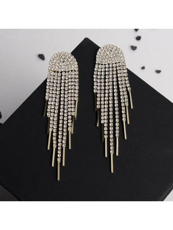 Серьги висячие со стразами 