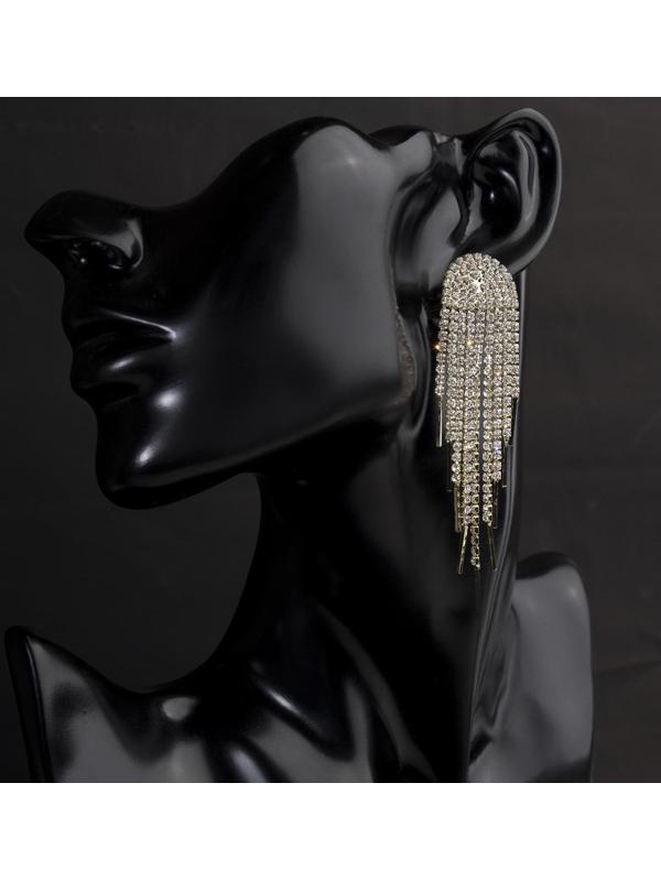 Серьги висячие со стразами 