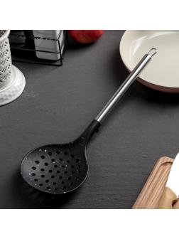 Ложка с прорезями Доляна «Фернан», 34 см, цвет чёрный