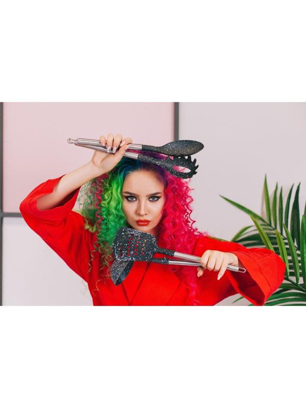 Ложка с прорезями Доляна «Фернан», 34 см, цвет чёрный