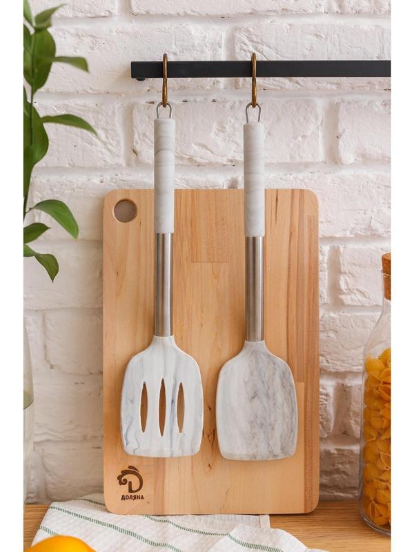 Лопатка с прорезями Доляна «Шанти», 34,5 см, цвет серый