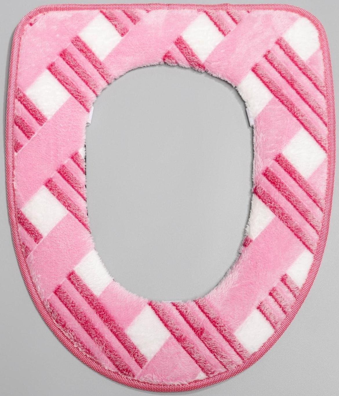 Чехол на сиденье для унитаза на липучках Доляна «Универсал», 35×43 см, цвет МИКС