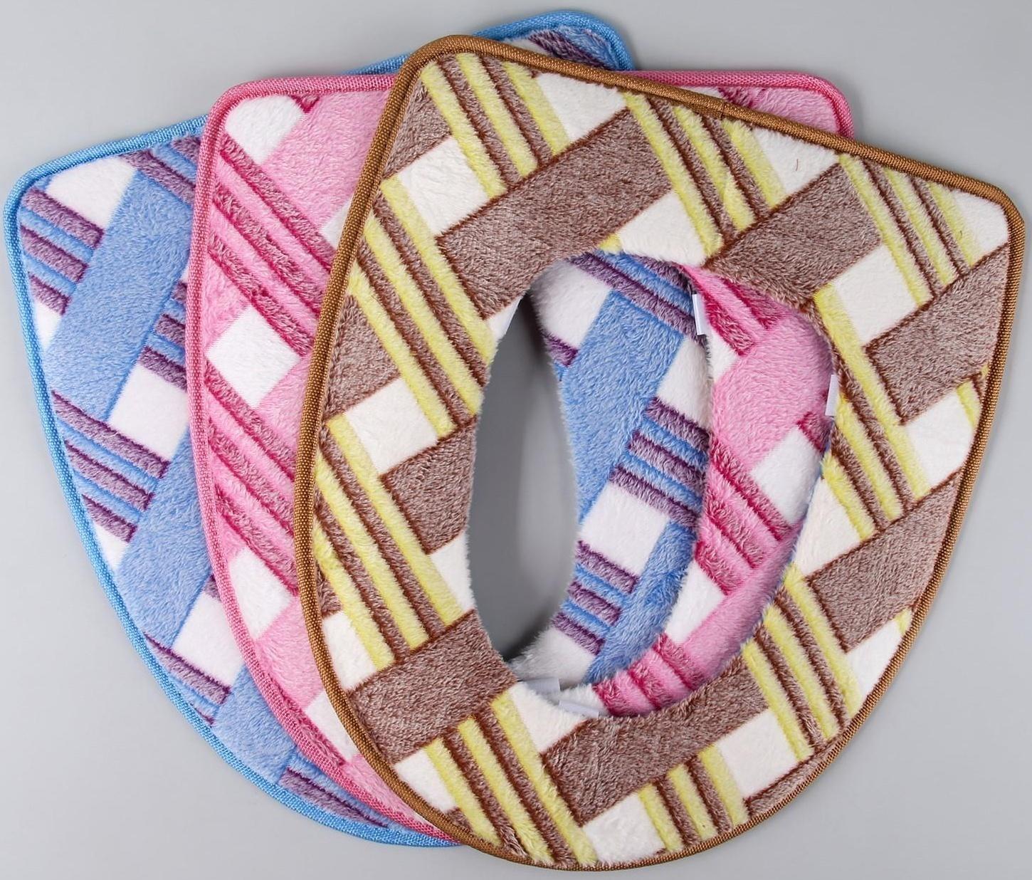 Чехол на сиденье для унитаза на липучках Доляна «Универсал», 35×43 см, цвет МИКС