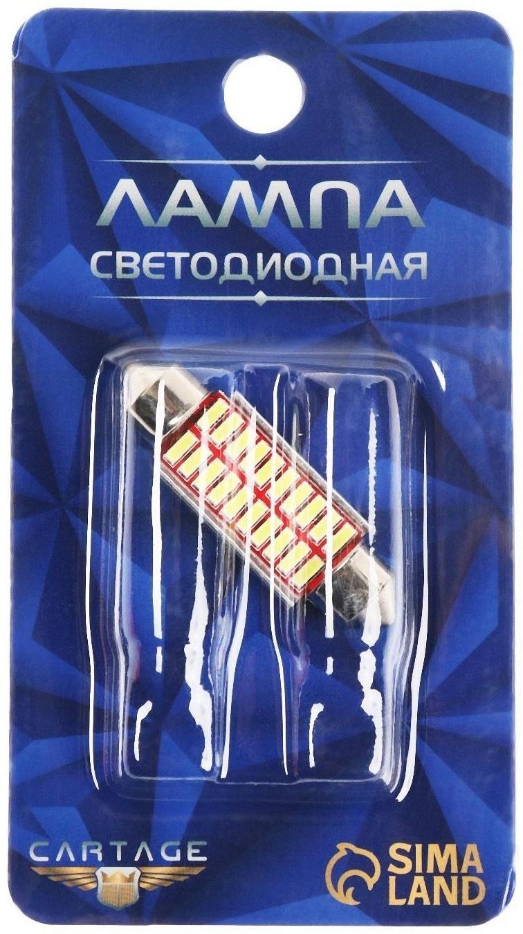 Автолампа светодиодная Cartage, C5W, 12 В, 20 SMD, 39 мм, свет белый