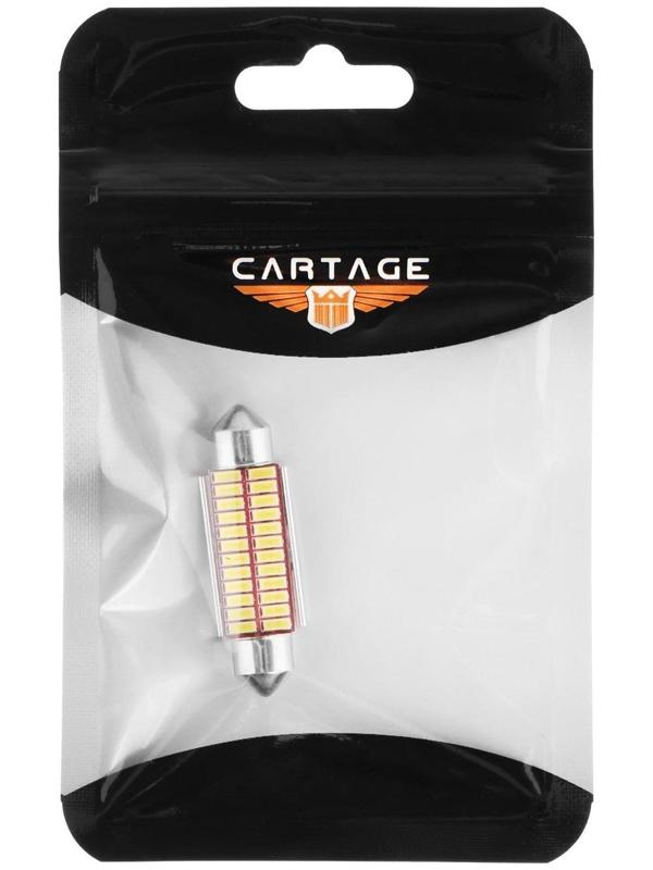 Автолампа светодиодная Cartage, C5W, 12 В, 22 SMD, 41 мм, свет белый