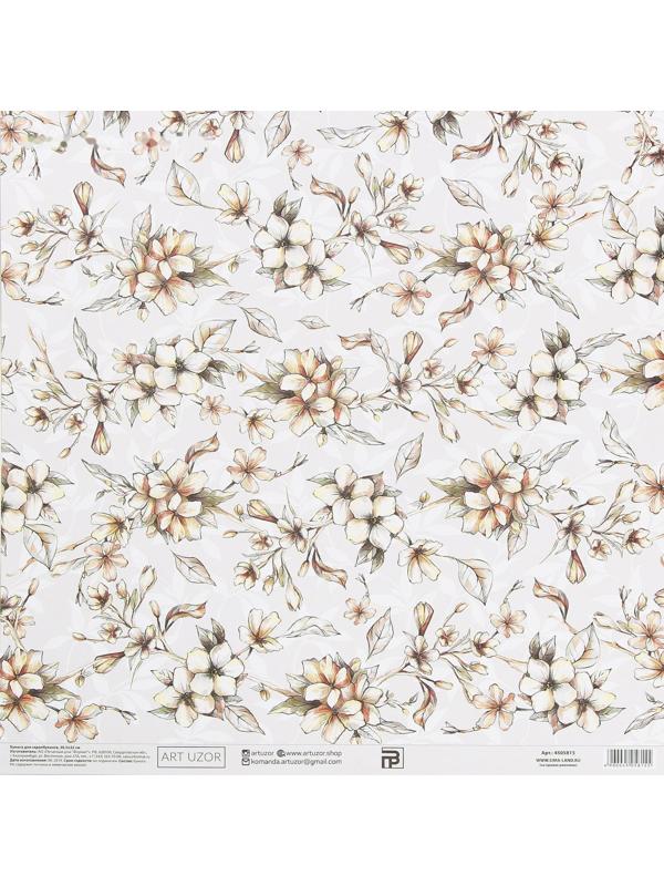 Бумага для скрапбукинга «Нежные свадебные цветы», 30.5 × 32 см, 190 гм