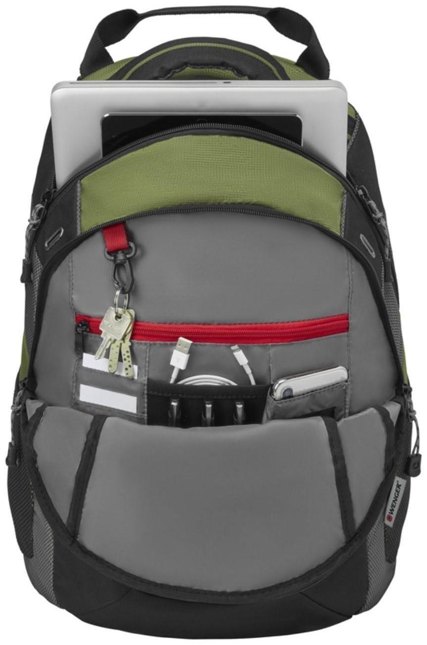 Рюкзак молодёжный Wenger, 49 х 38 х 25 см, эргономичная спинка, отделение для ноутбука, зелёныйёный