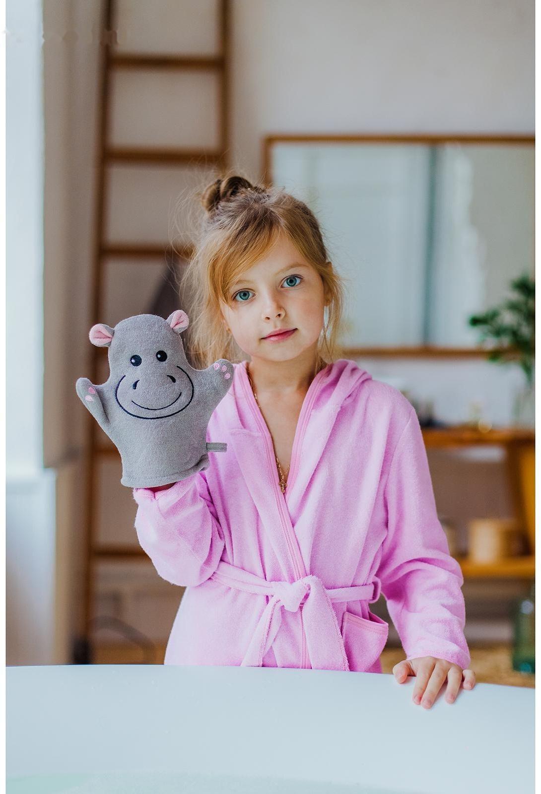 Мочалка-варежка детская для купания Доляна «Бегемотик»