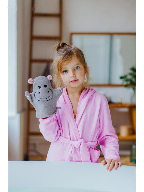 Мочалка-варежка детская для купания Доляна «Бегемотик»