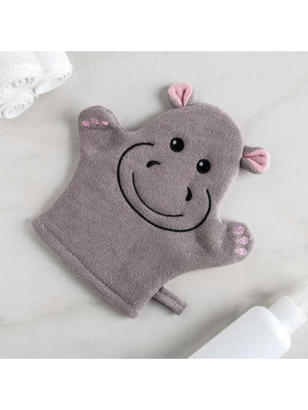 Мочалка-варежка детская для купания Доляна «Бегемотик»