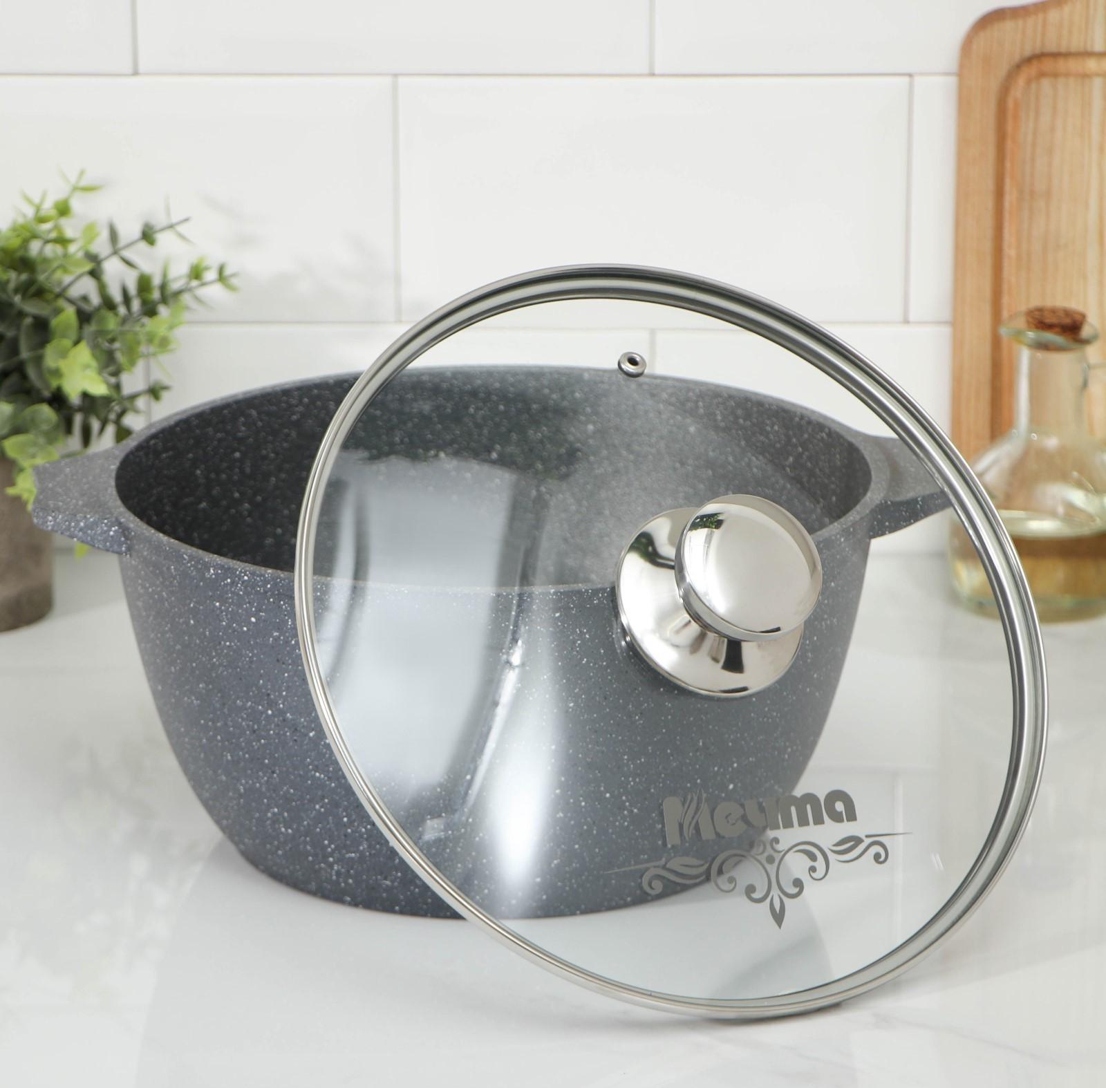 Набор посуды №1 «Гранит», 3 предмета: сковорода d=26 см, ковш 1,7 л, кастрюля 5 л, крышки, антипригарное покрытие