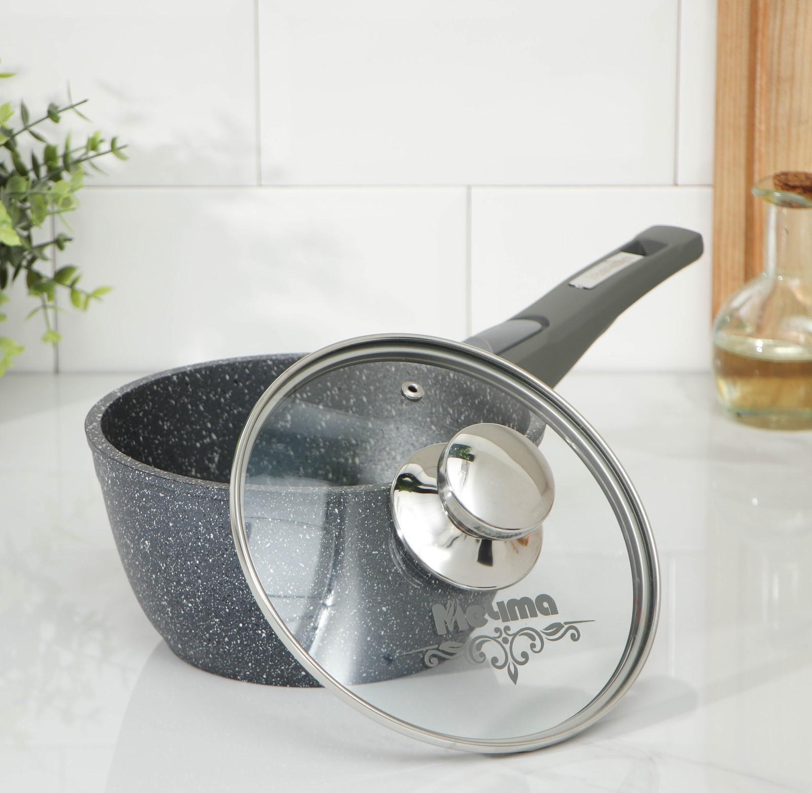 Набор посуды №1 «Гранит», 3 предмета: сковорода d=26 см, ковш 1,7 л, кастрюля 5 л, крышки, антипригарное покрытие