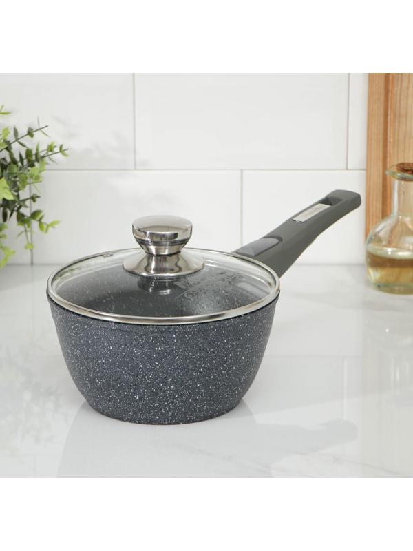 Набор посуды №1 «Гранит», 3 предмета: сковорода d=26 см, ковш 1,7 л, кастрюля 5 л, крышки, антипригарное покрытие