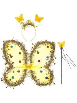 Карнавальный набор «Бабочка», 3 предмета: крылья, ободок, жезл, цвет золотой