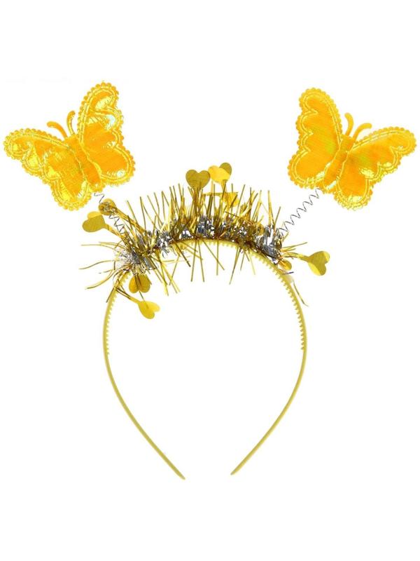 Карнавальный набор «Бабочка», 3 предмета: крылья, ободок, жезл, цвет золотой