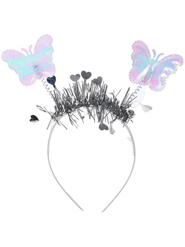 Карнавальный набор «Бабочка», 3 предмета: крылья, ободок, жезл, цвет серебряный
