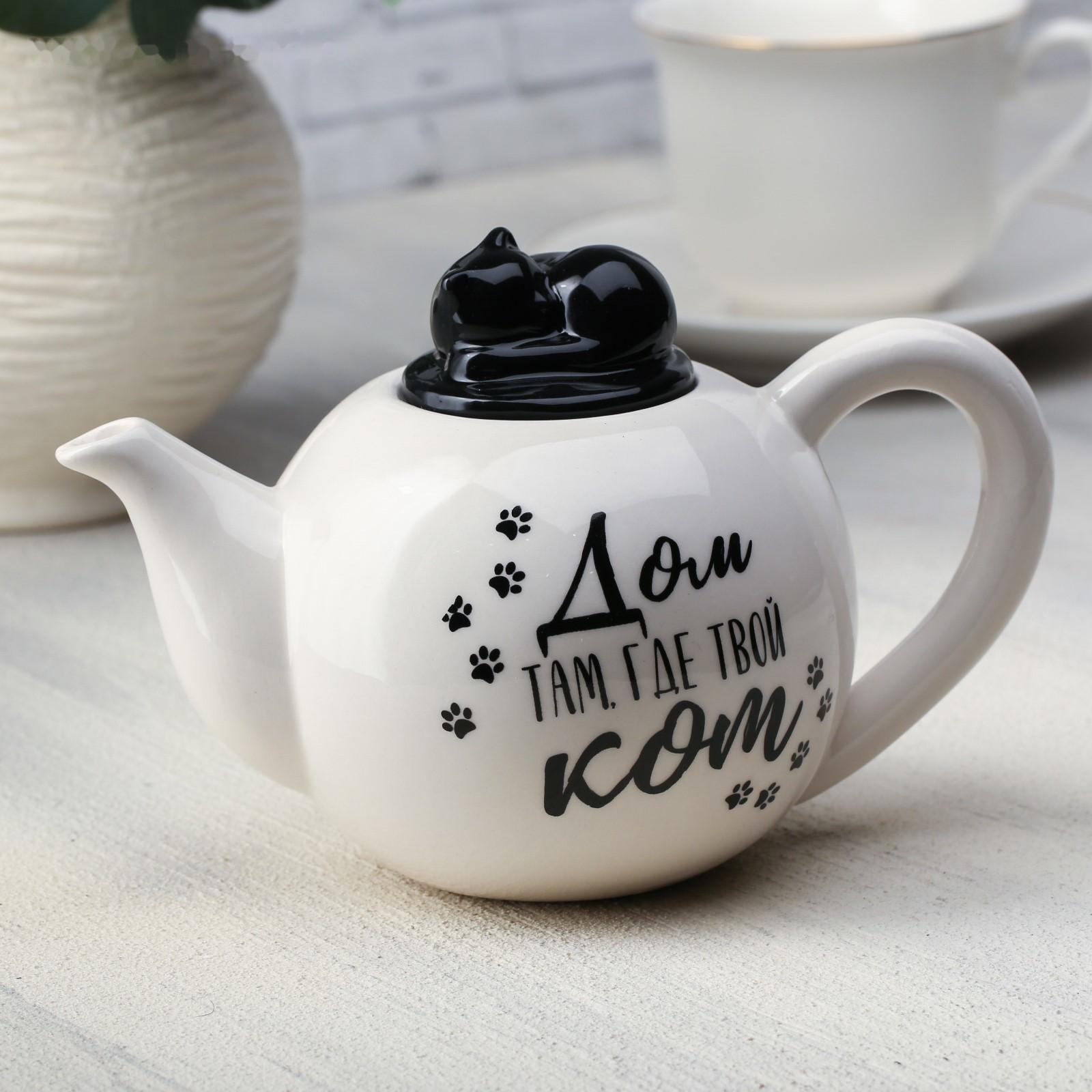 Чайник «Дом там, где твой кот», 350 мл