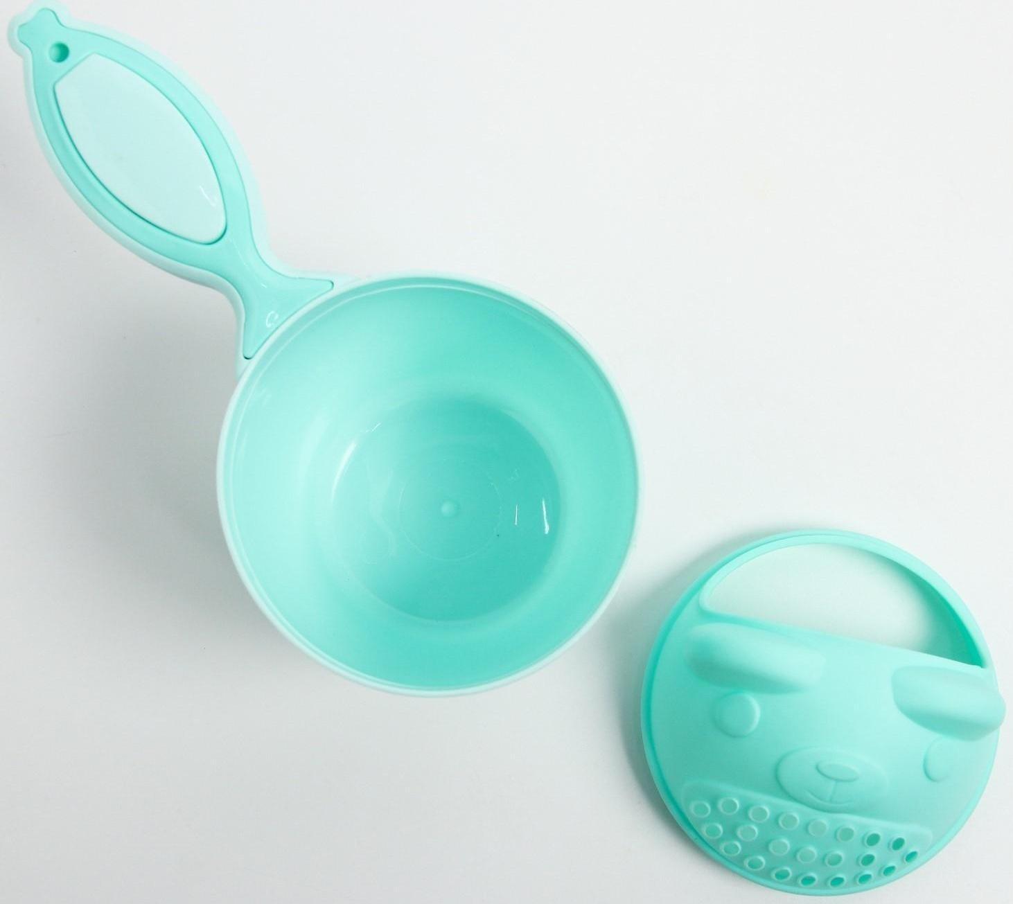 Ковш для купания и мытья головы, детский банный ковшик, хозяйственный «Мишка», 600 мл., цвет бирюзовый
