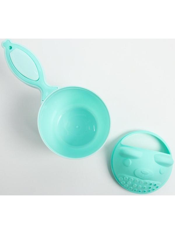 Ковш для купания и мытья головы, детский банный ковшик, хозяйственный «Мишка», 600 мл., цвет бирюзовый