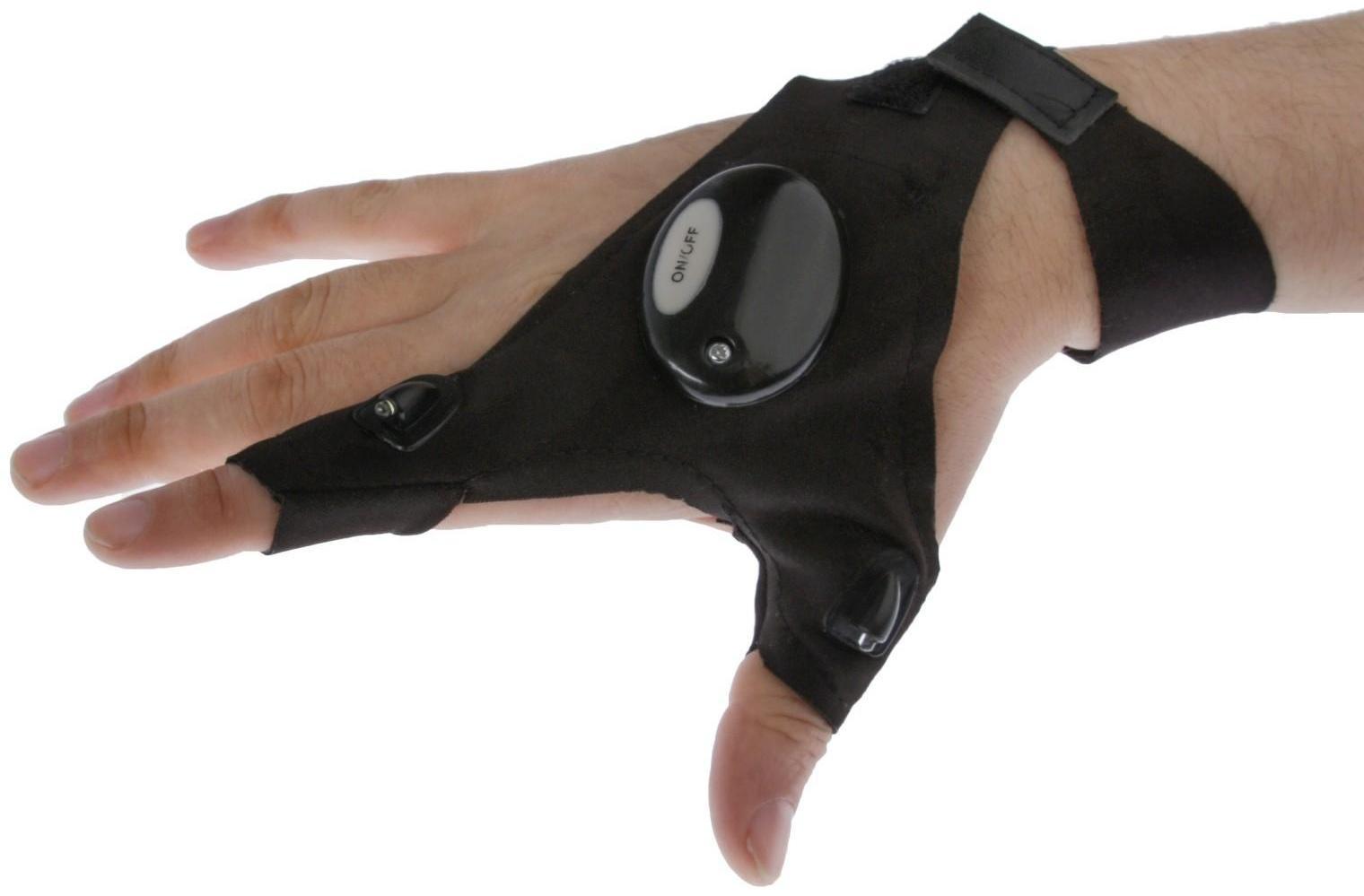 Перчатка для ремонта с двумя светодиодами, черный