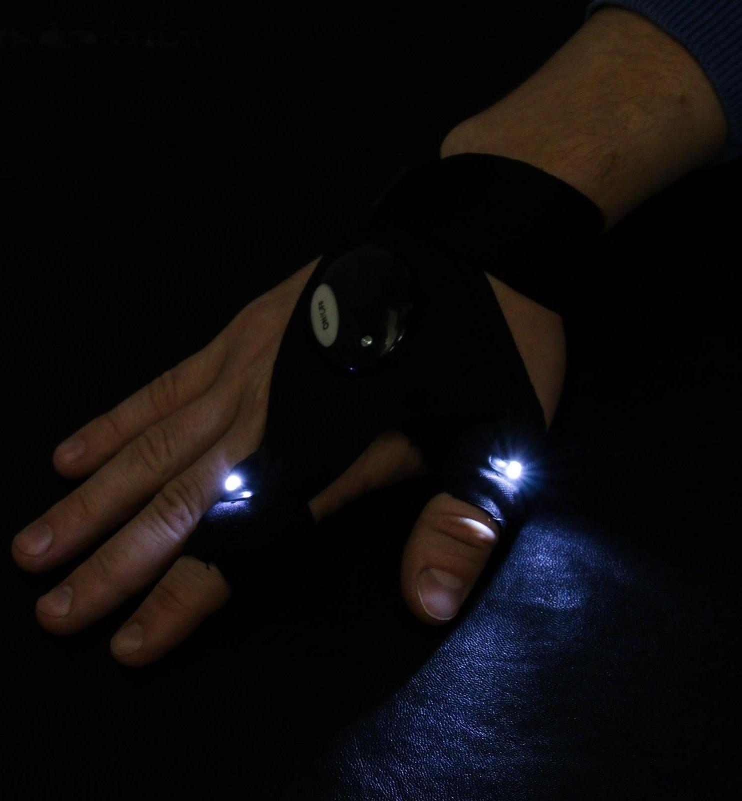 Перчатка для ремонта с двумя светодиодами, черный