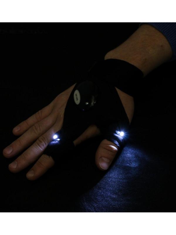 Перчатка для ремонта с двумя светодиодами, черный