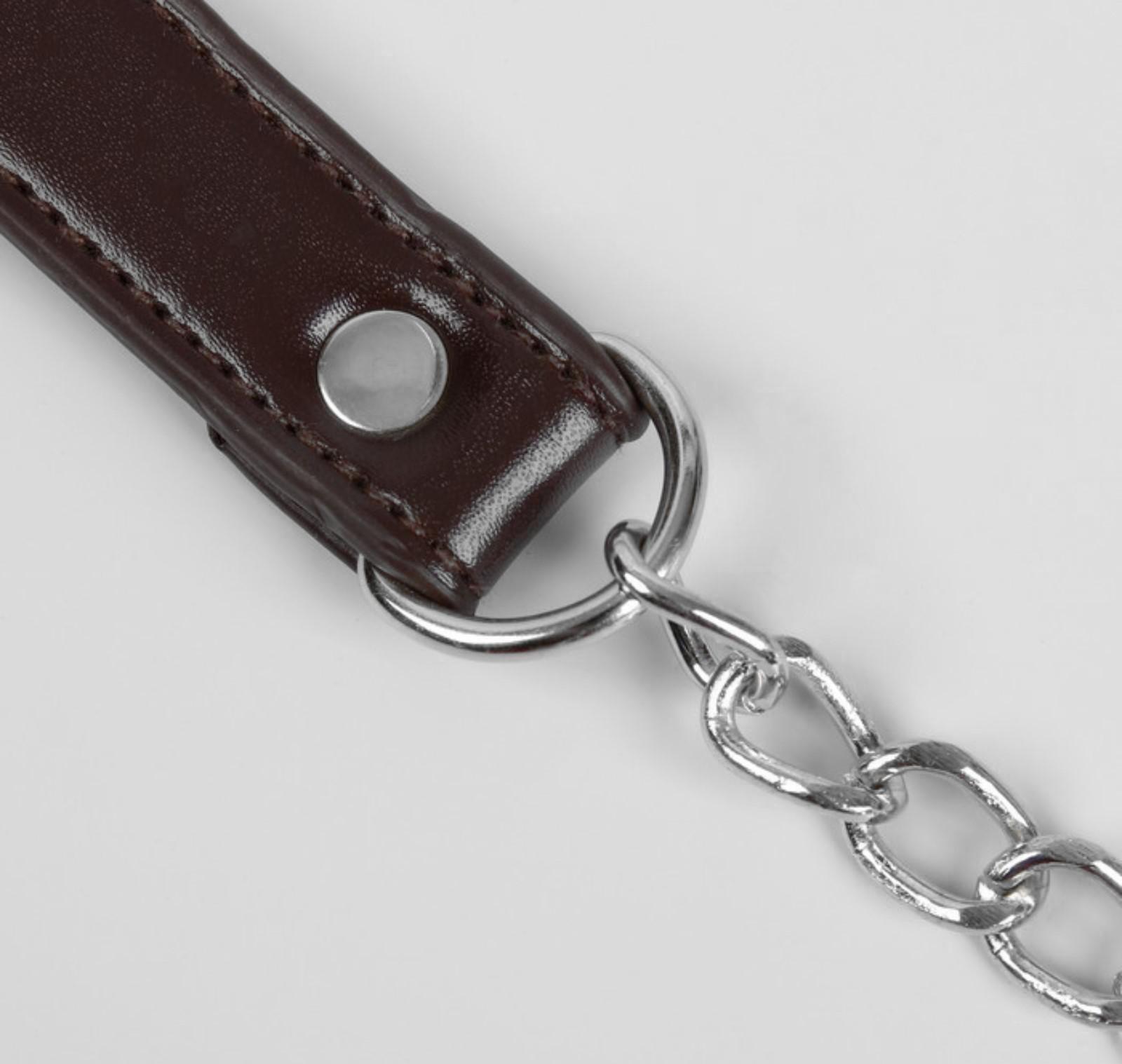 Ручка для сумки, с цепочками и карабинами, 120 × 1,8 см, цвет коричневый