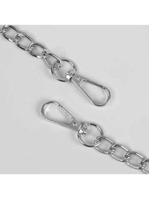 Ручка для сумки, с цепочками и карабинами, 120 × 1,8 см, цвет коричневый