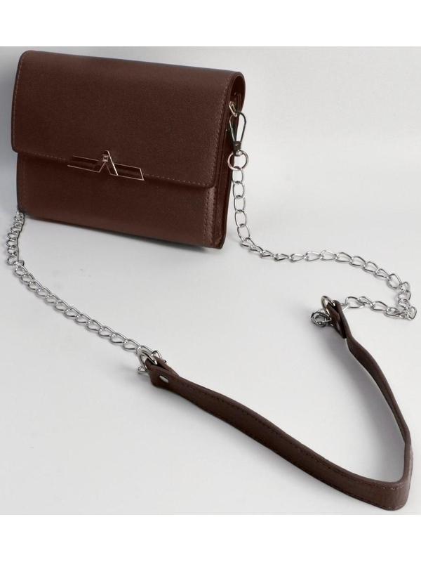 Ручка для сумки, с цепочками и карабинами, 120 × 1,8 см, цвет коричневый