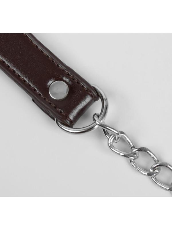 Ручка для сумки, с цепочками и карабинами, 120 × 1,8 см, цвет коричневый