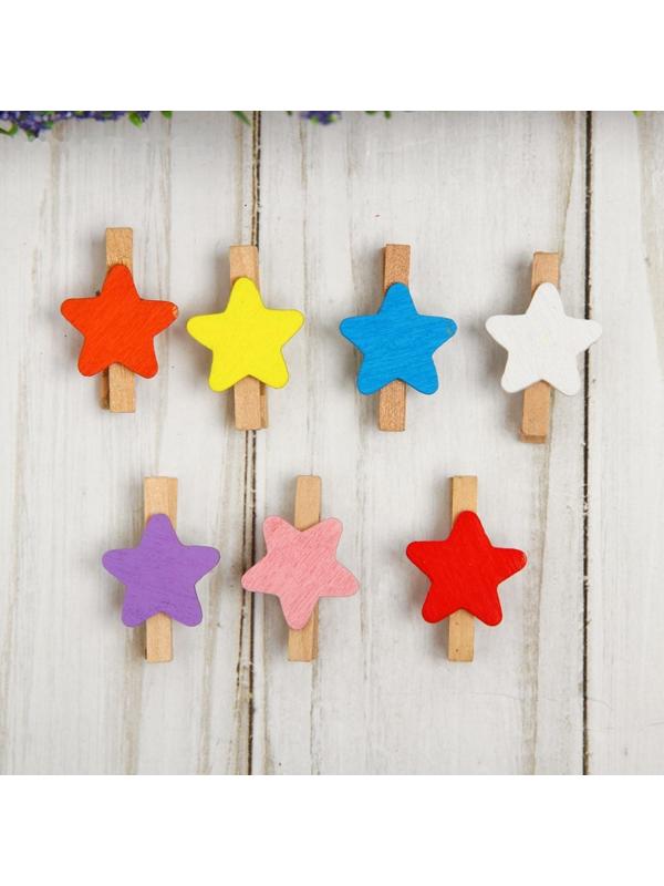 Набор прищепок в деревянной коробке «Звёздочки», набор 50 шт.