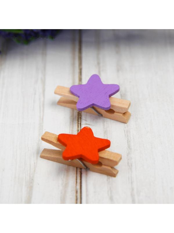 Набор прищепок в деревянной коробке «Звёздочки», набор 50 шт.