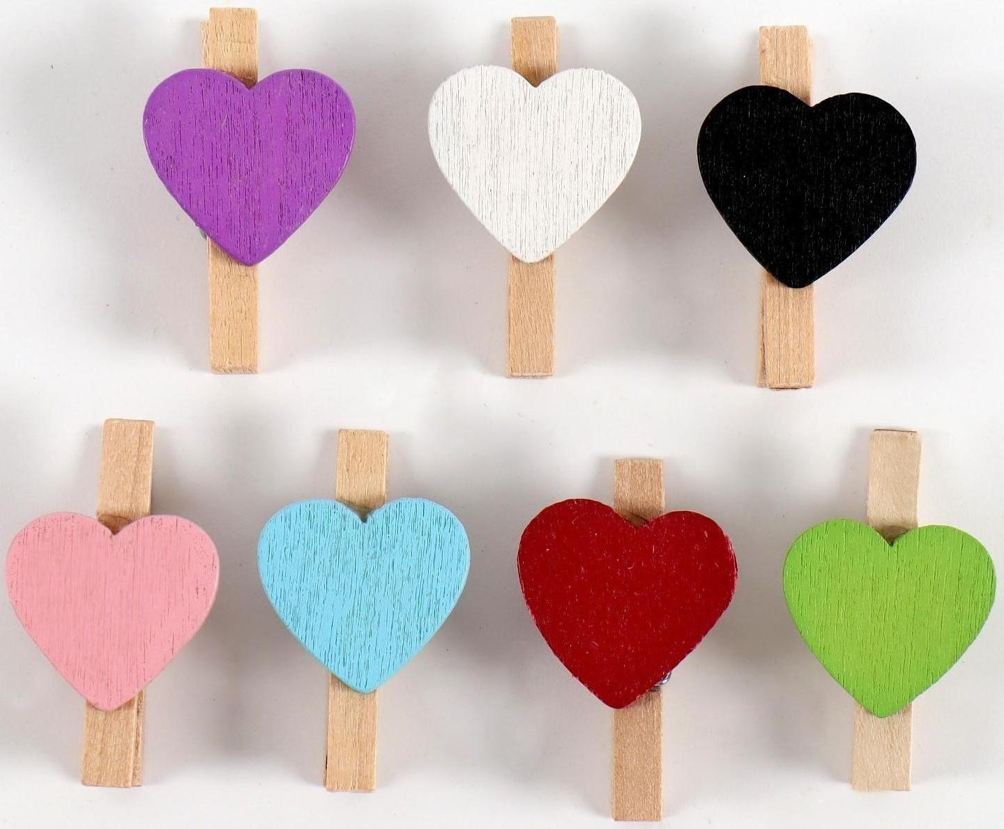 Набор прищепок в деревянной коробке «Сердечки» набор 50 шт.
