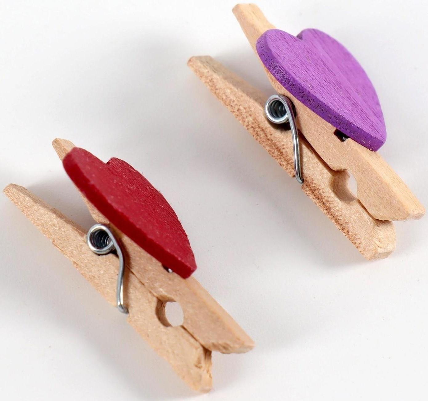 Набор прищепок в деревянной коробке «Сердечки» набор 50 шт.