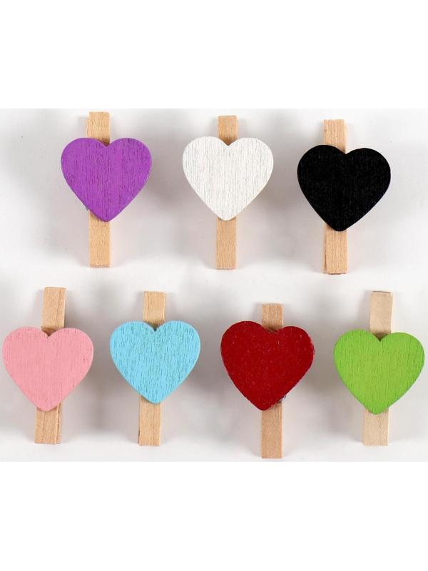 Набор прищепок в деревянной коробке «Сердечки» набор 50 шт.
