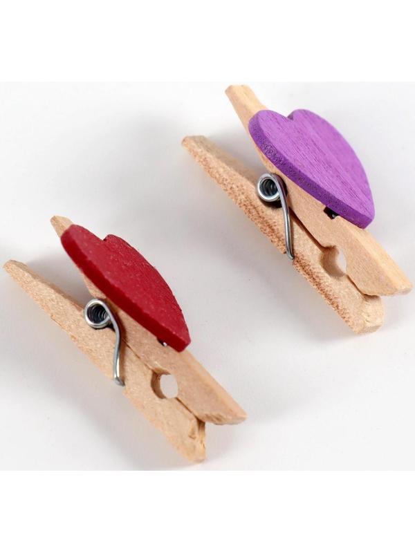 Набор прищепок в деревянной коробке «Сердечки» набор 50 шт.